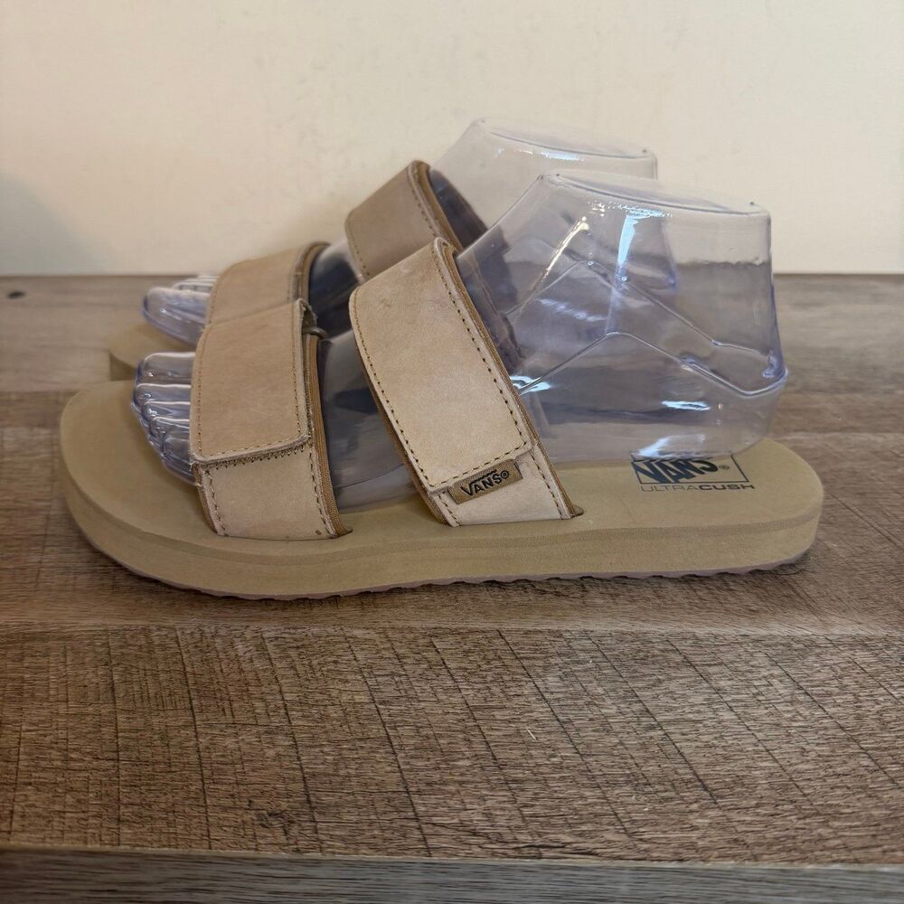 Vans Cayucas Slide Suede Sandals Chipmunk Women's Size 8 Tan Brown